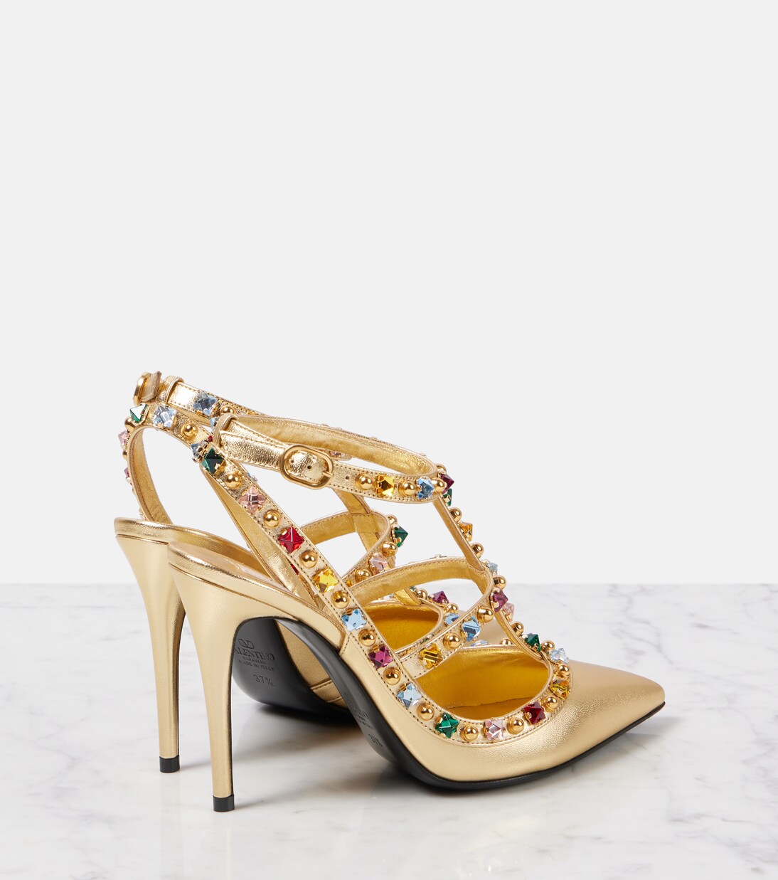 Rockstud 100 embellished leather pumps | Valentino Garavani