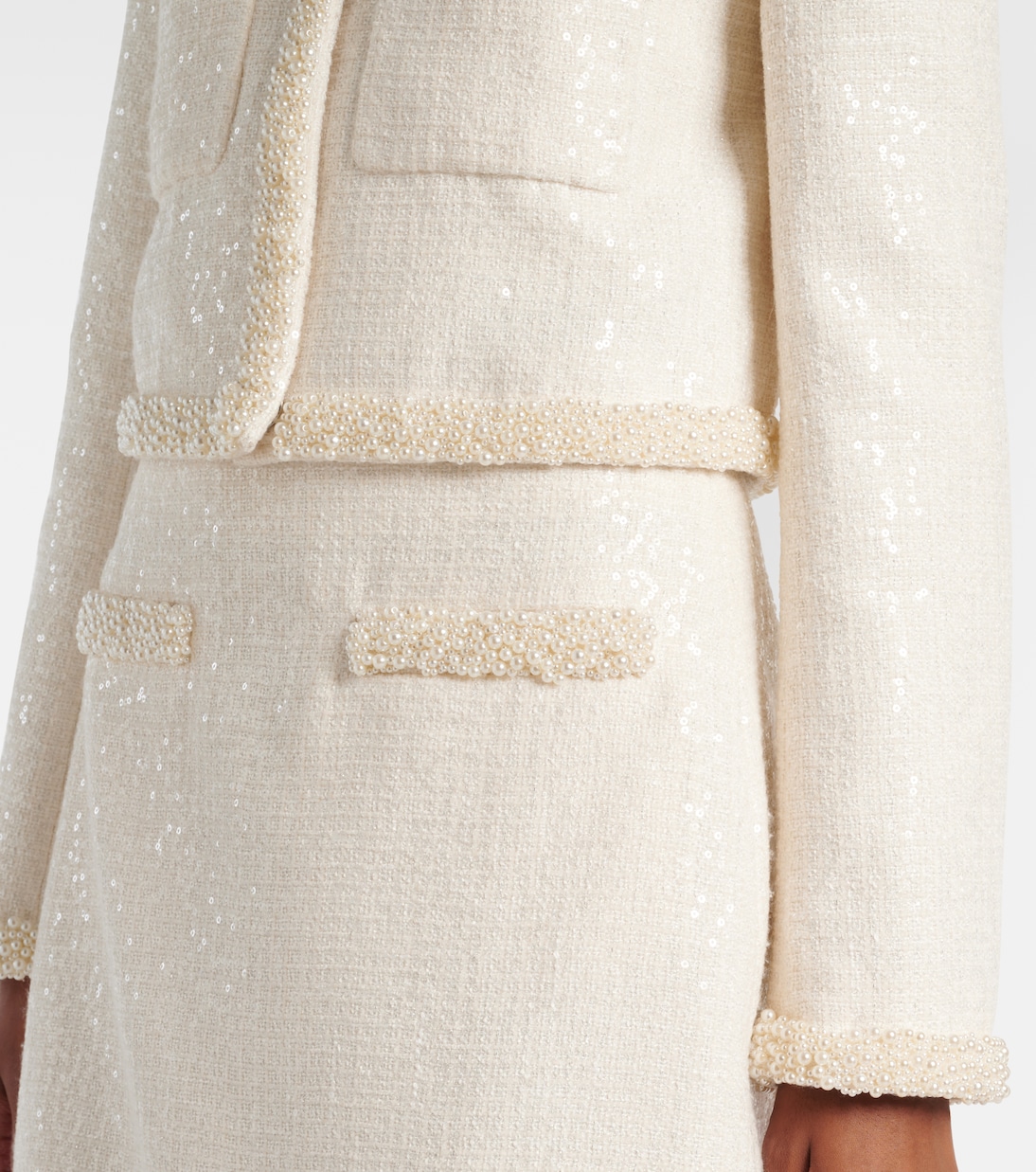 Jacke aus Bouclé mit Zierperlen | Self-Portrait