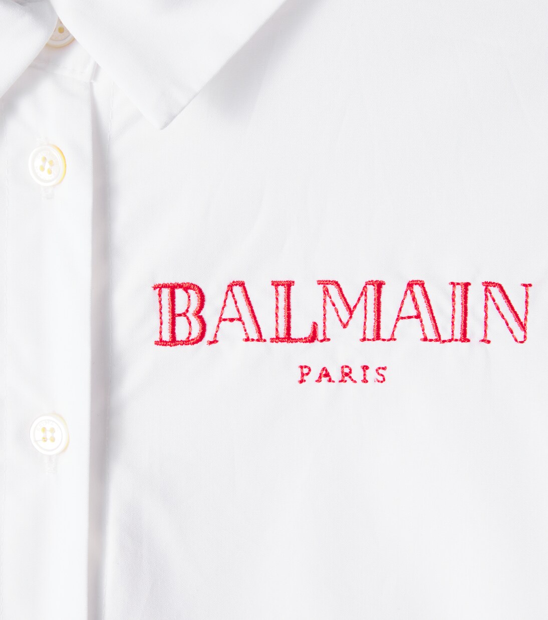 Logo asymmetric cotton shirt dress | Balmain Kids