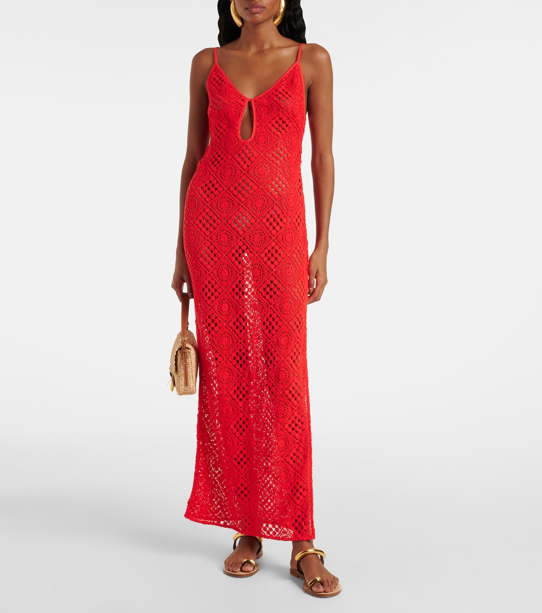 Rayure crochet cotton maxi dress | SIR