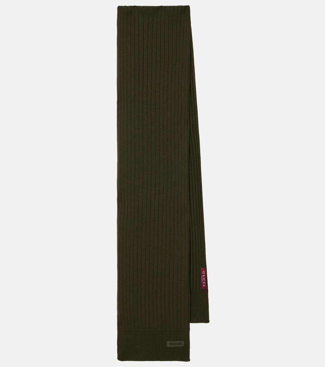 Logo ribbed-knit wool scarf | Gucci