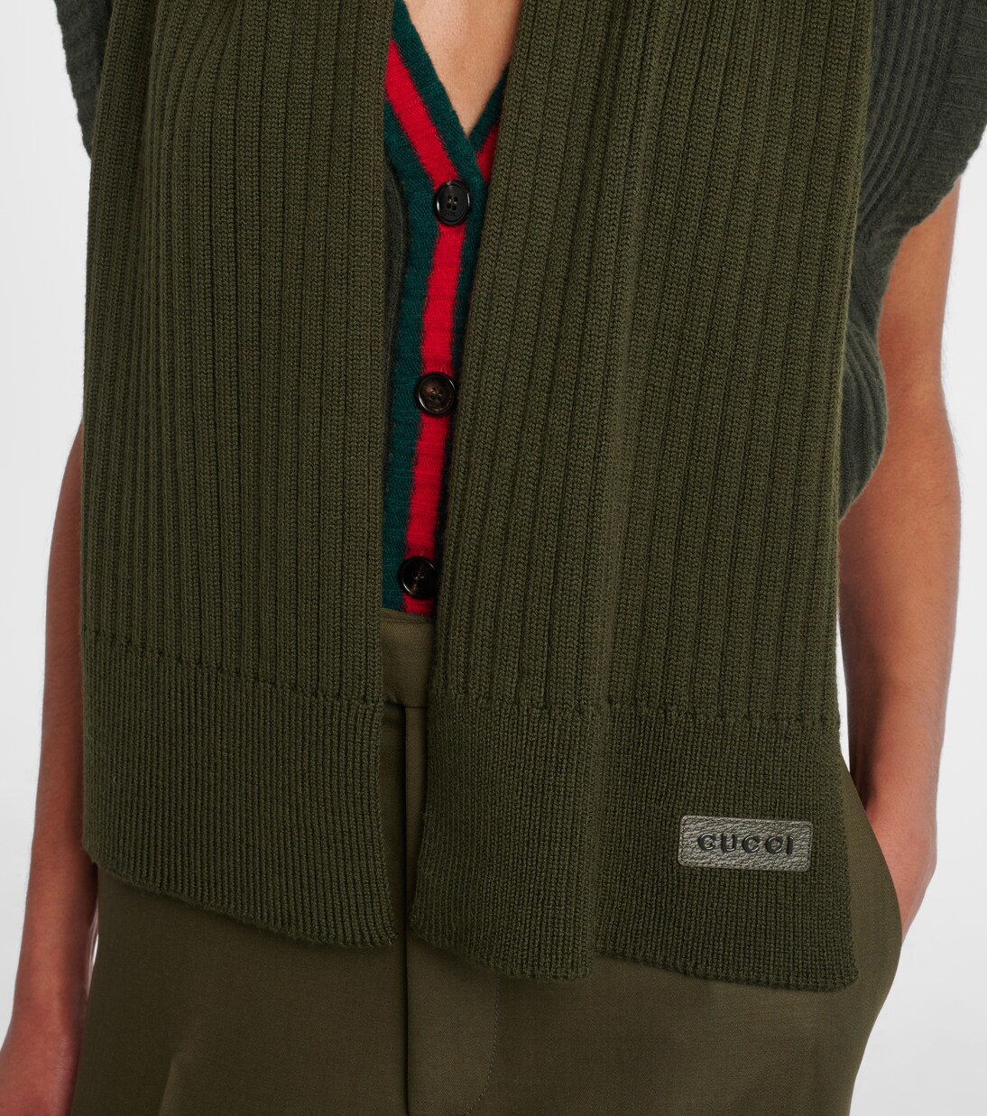 Logo ribbed-knit wool scarf | Gucci