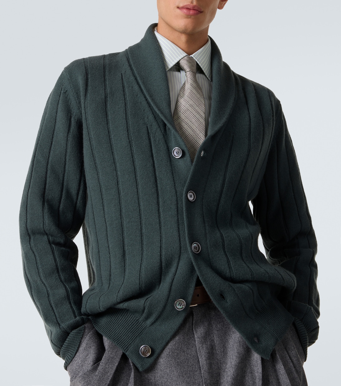 Rib-knitted cashmere cardigan | Kiton