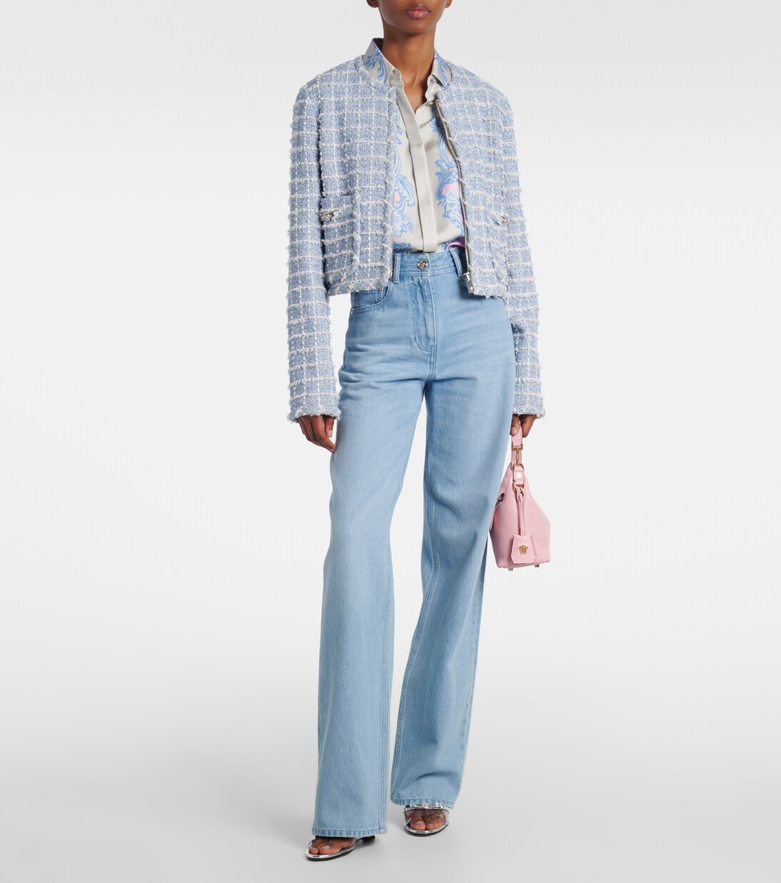 Jeans a gamba larga e vita alta | Versace