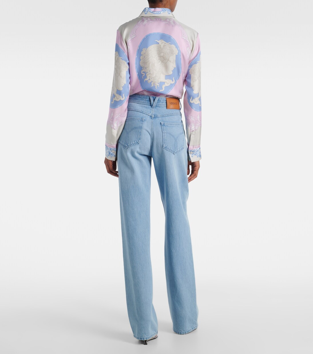 Jeans a gamba larga e vita alta | Versace