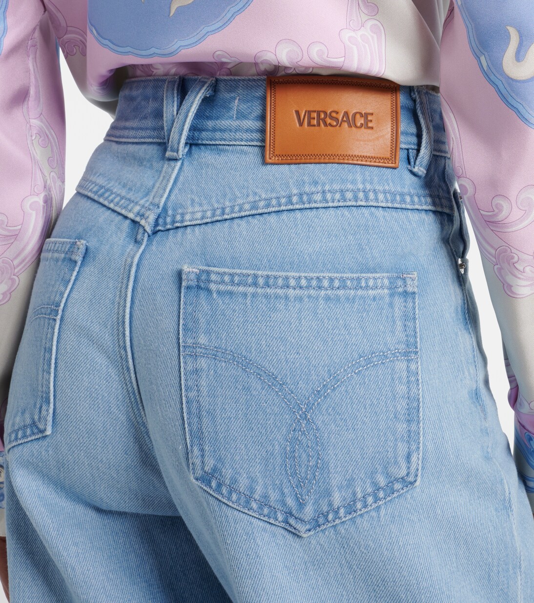 Jeans a gamba larga e vita alta | Versace