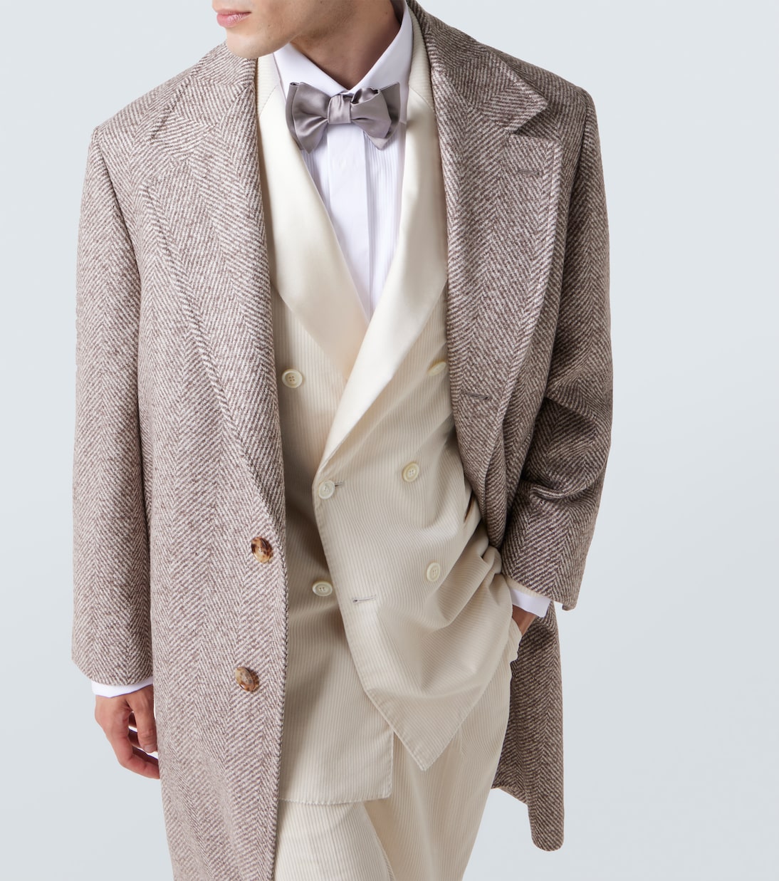 Manteau en laine et alpaga mélangés à carreaux | Brunello Cucinelli