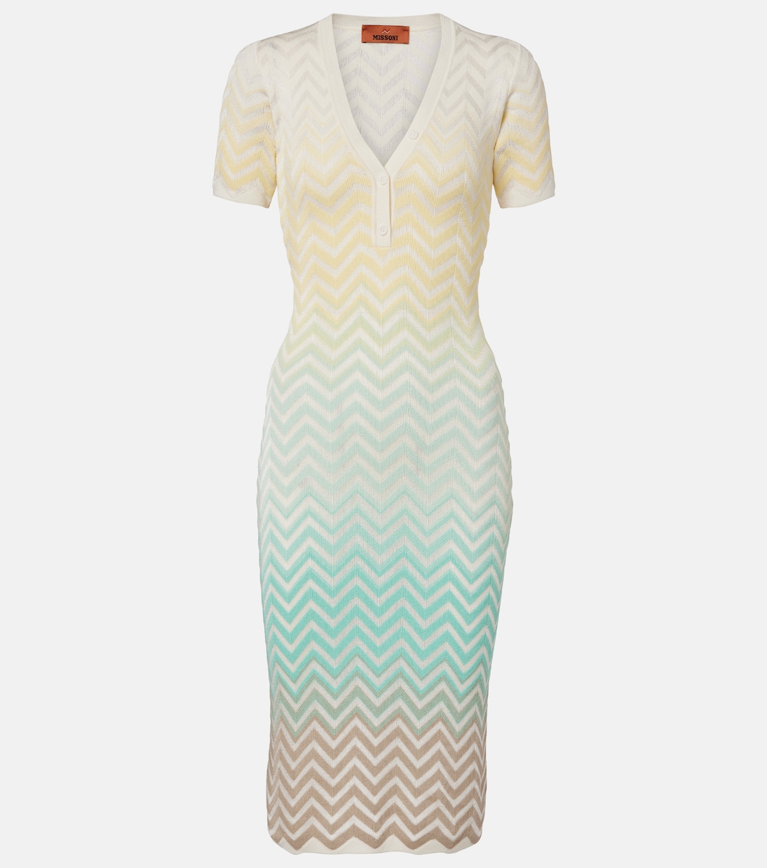 Zigzag knitted cotton-blend midi dress | Missoni