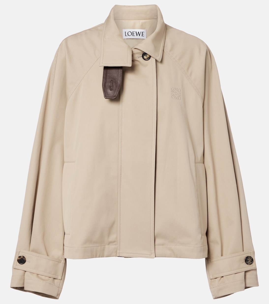 Leather-trimmed cotton and silk jacket | Loewe