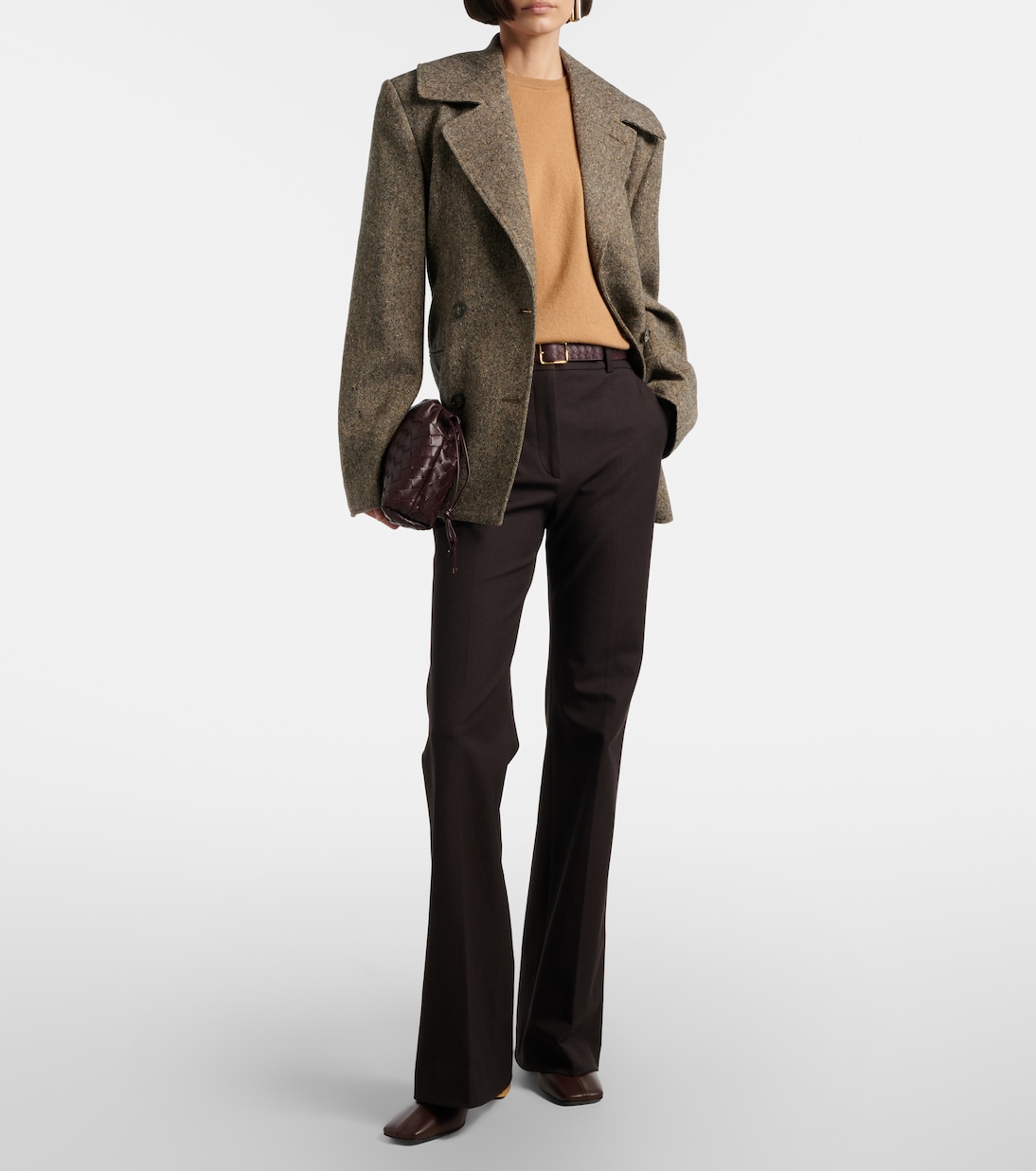 Pantalon évasé Tafira en gabardine à taille haute | Joseph