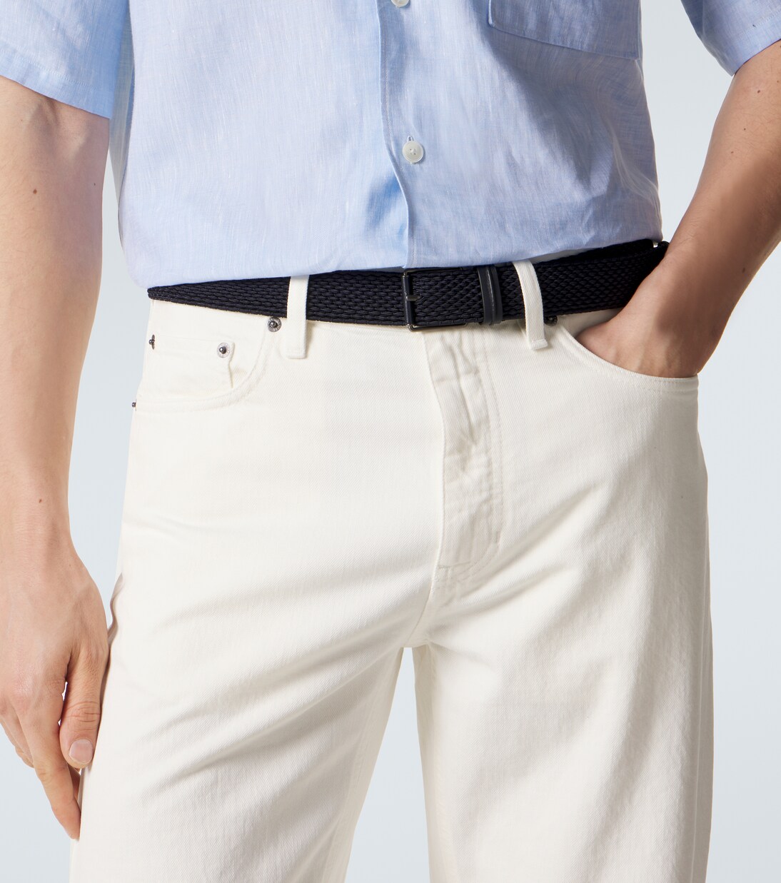 Braided leather-trimmed belt | Zegna