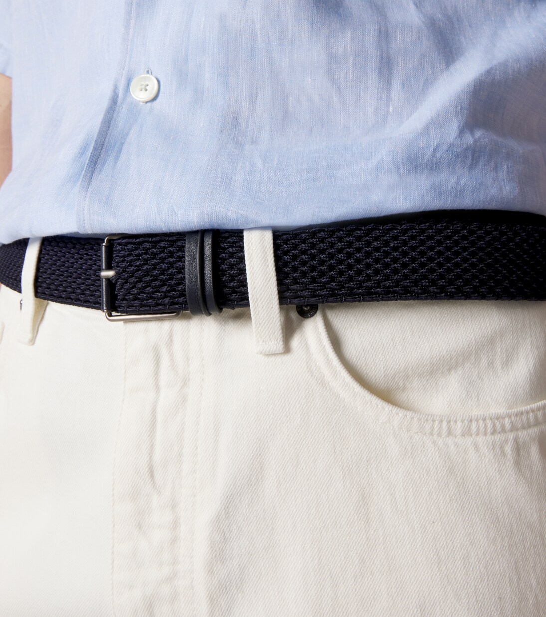 Braided leather-trimmed belt | Zegna