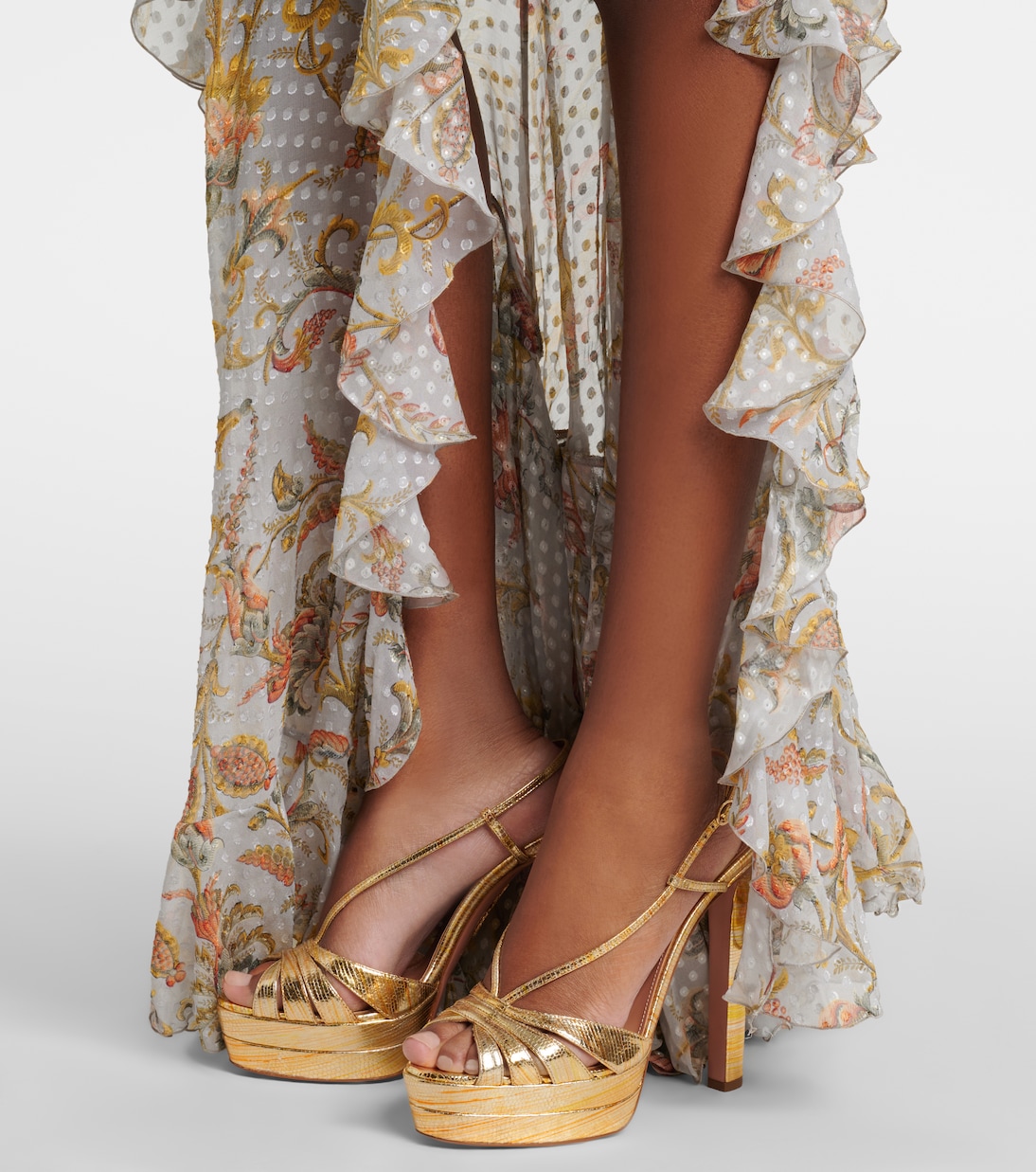 Aimée 130 metallic leather platform sandals | Aquazzura