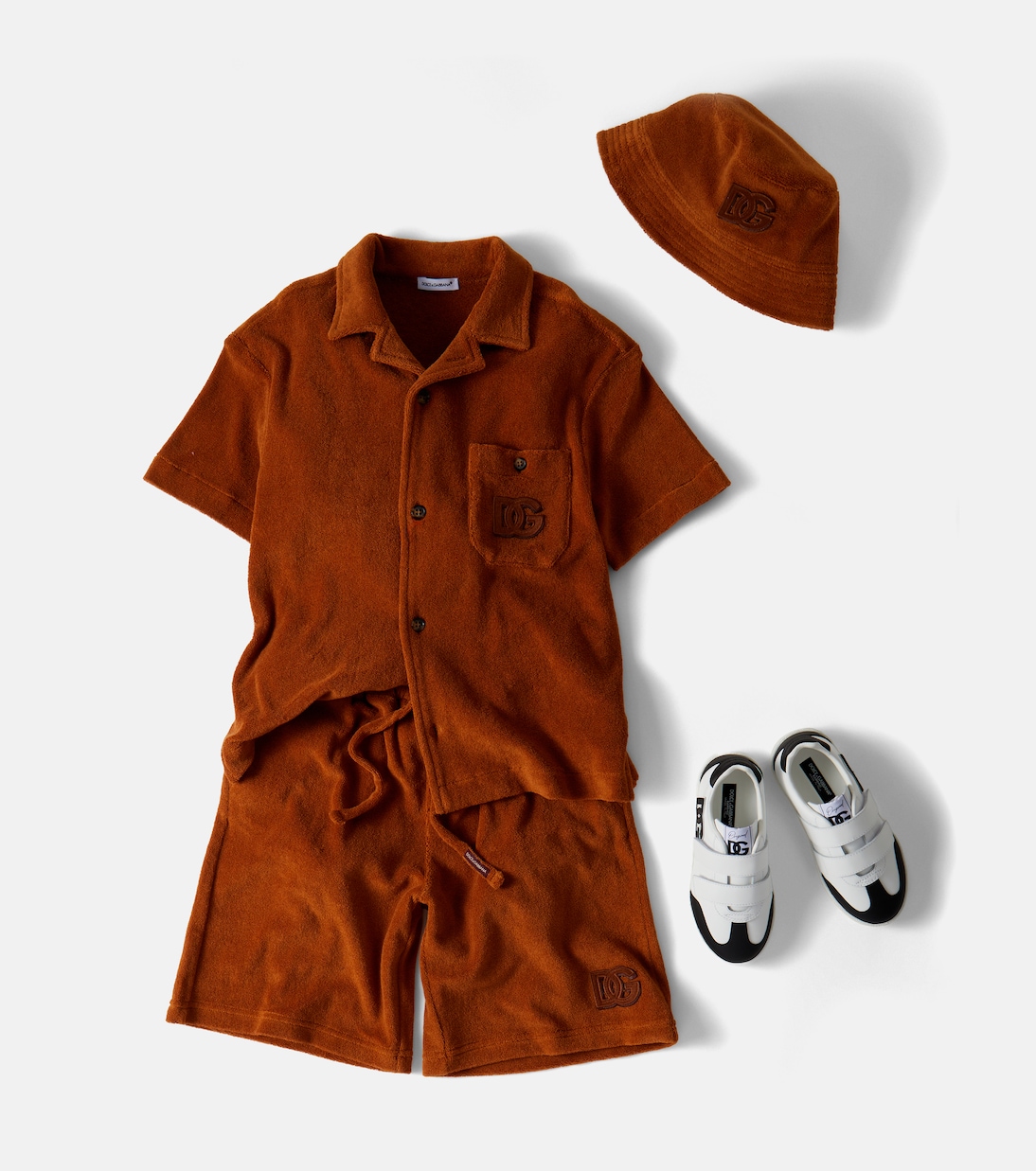 DG cotton terry bowling shirt | Dolce&Gabbana Kids