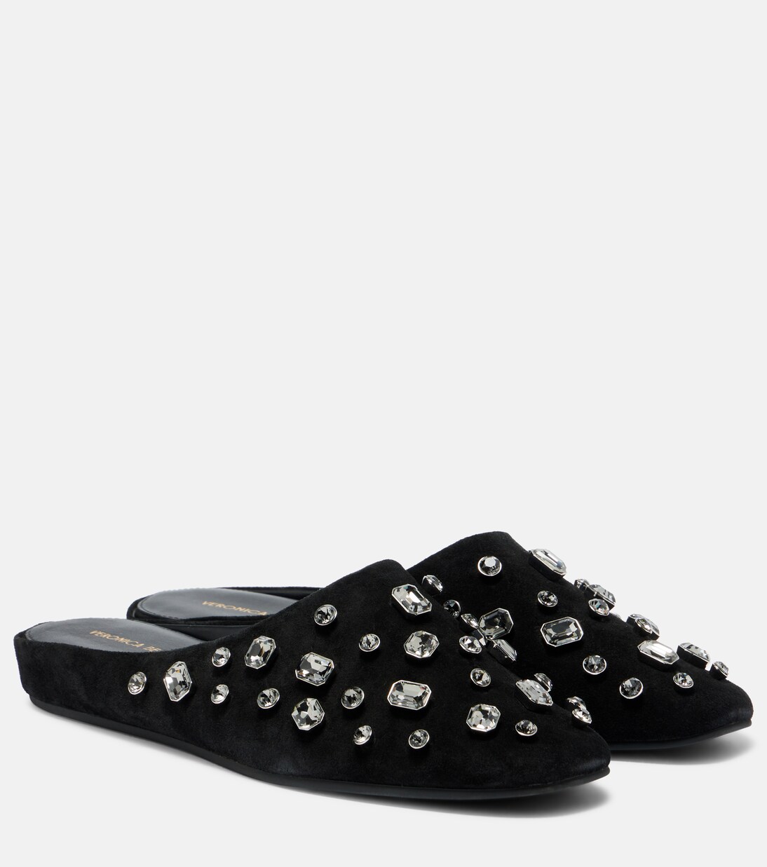 Narcisa crystal-embellished suede mules | Veronica Beard