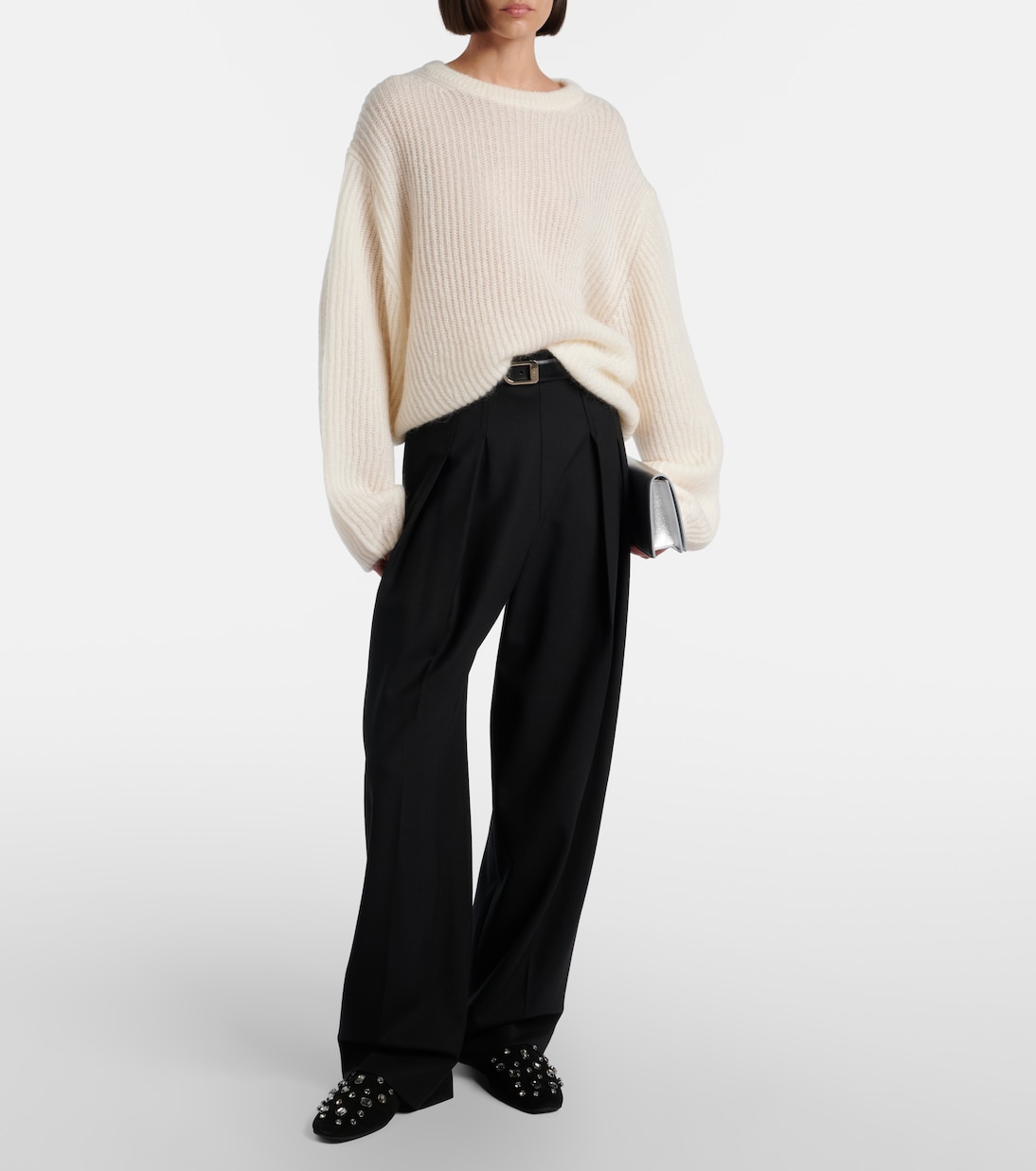 Narcisa crystal-embellished suede mules | Veronica Beard