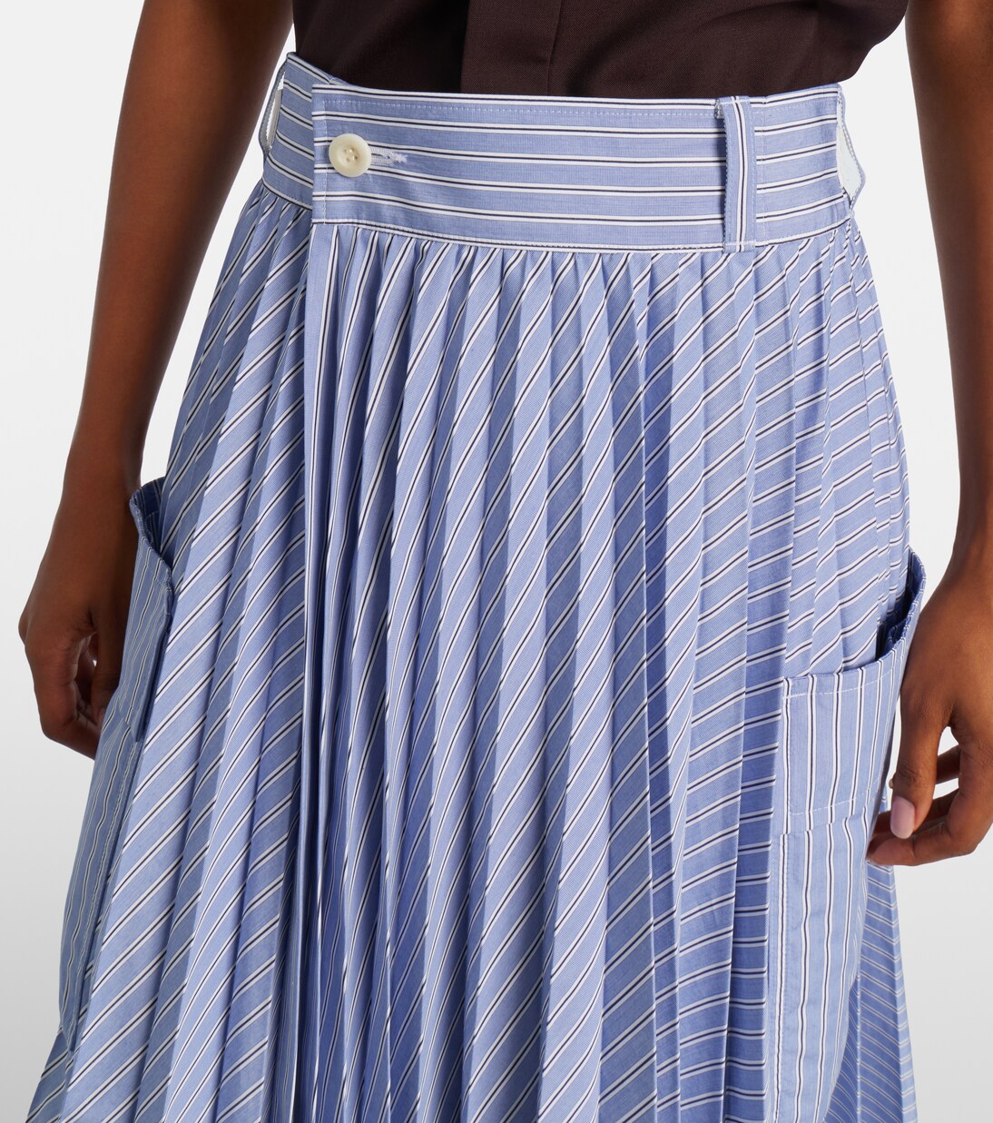 Striped cotton-blend midi skirt | Sacai