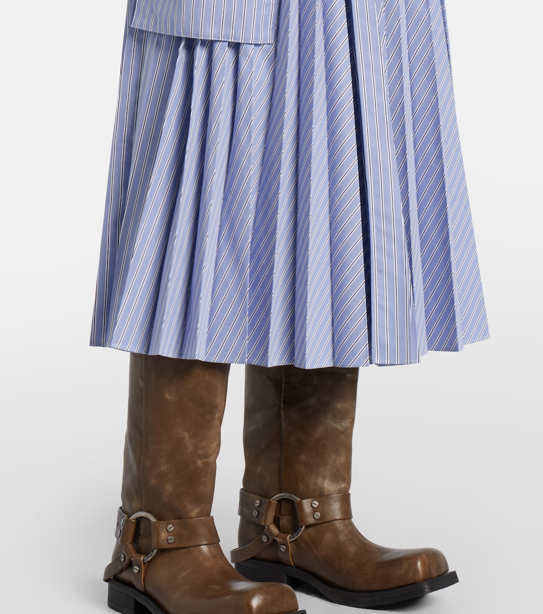 Striped cotton-blend midi skirt | Sacai