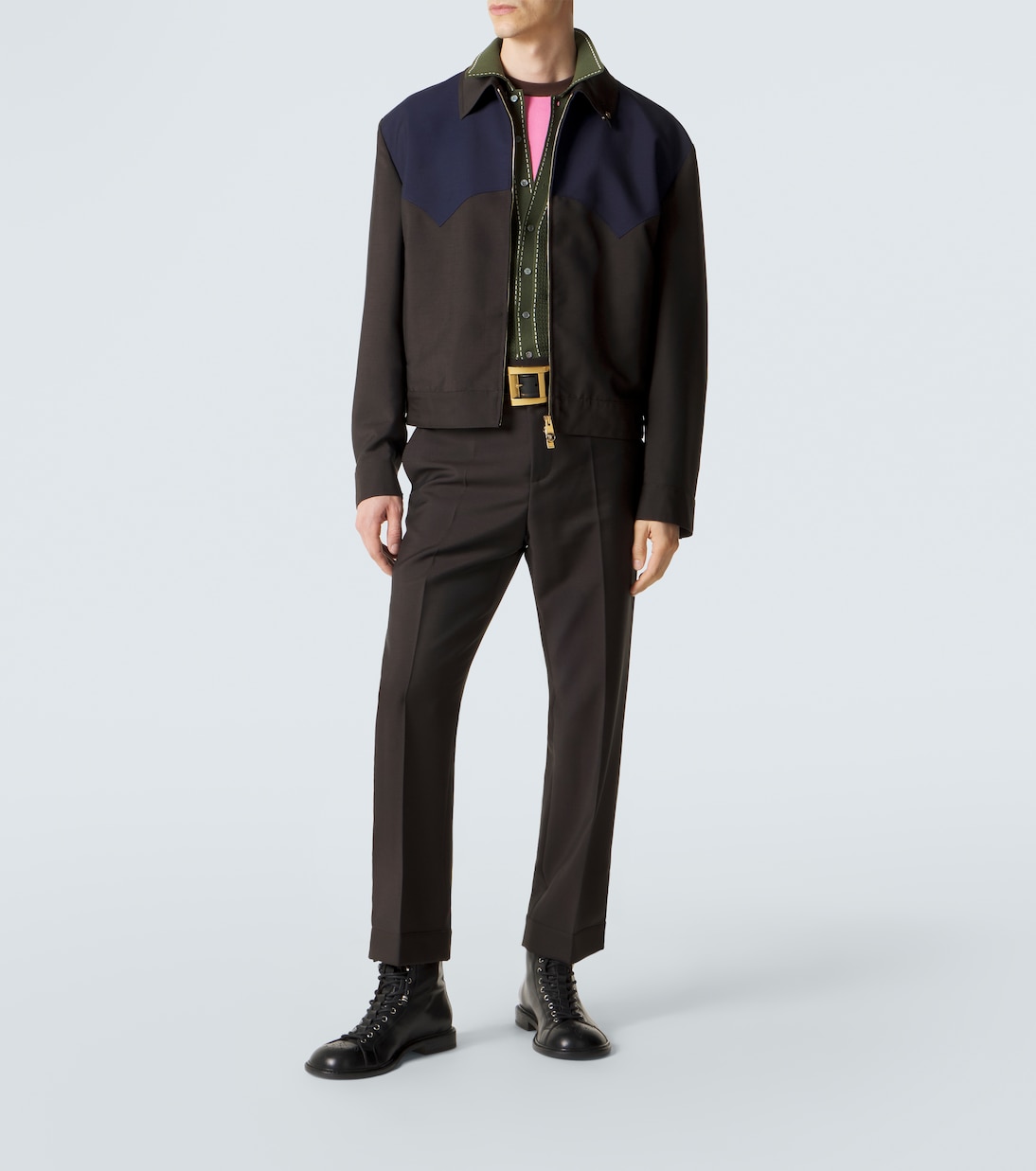 Billy perforated leather combat boots | Versace