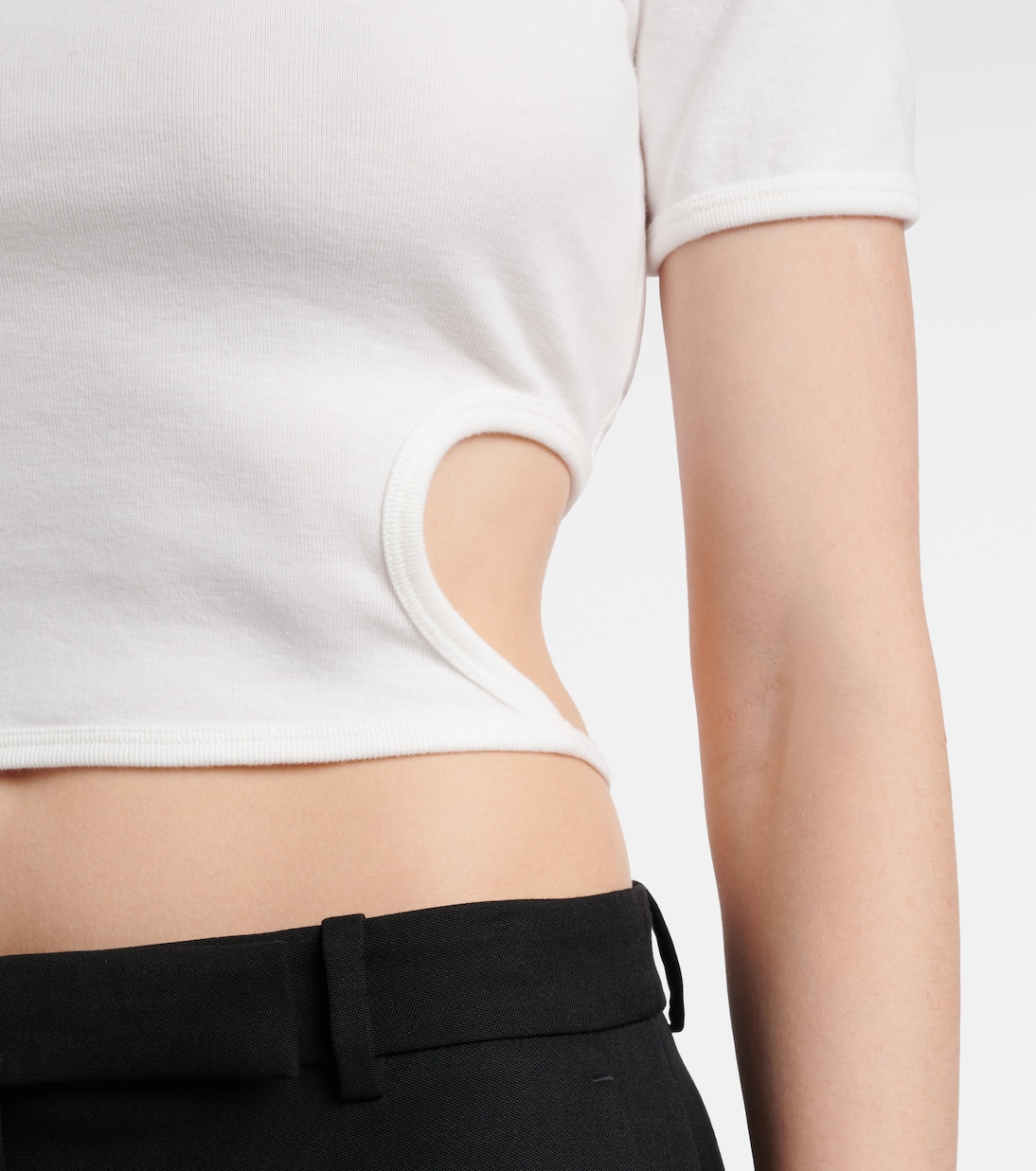 Logo cutout tie-back cotton crop top | Courrèges