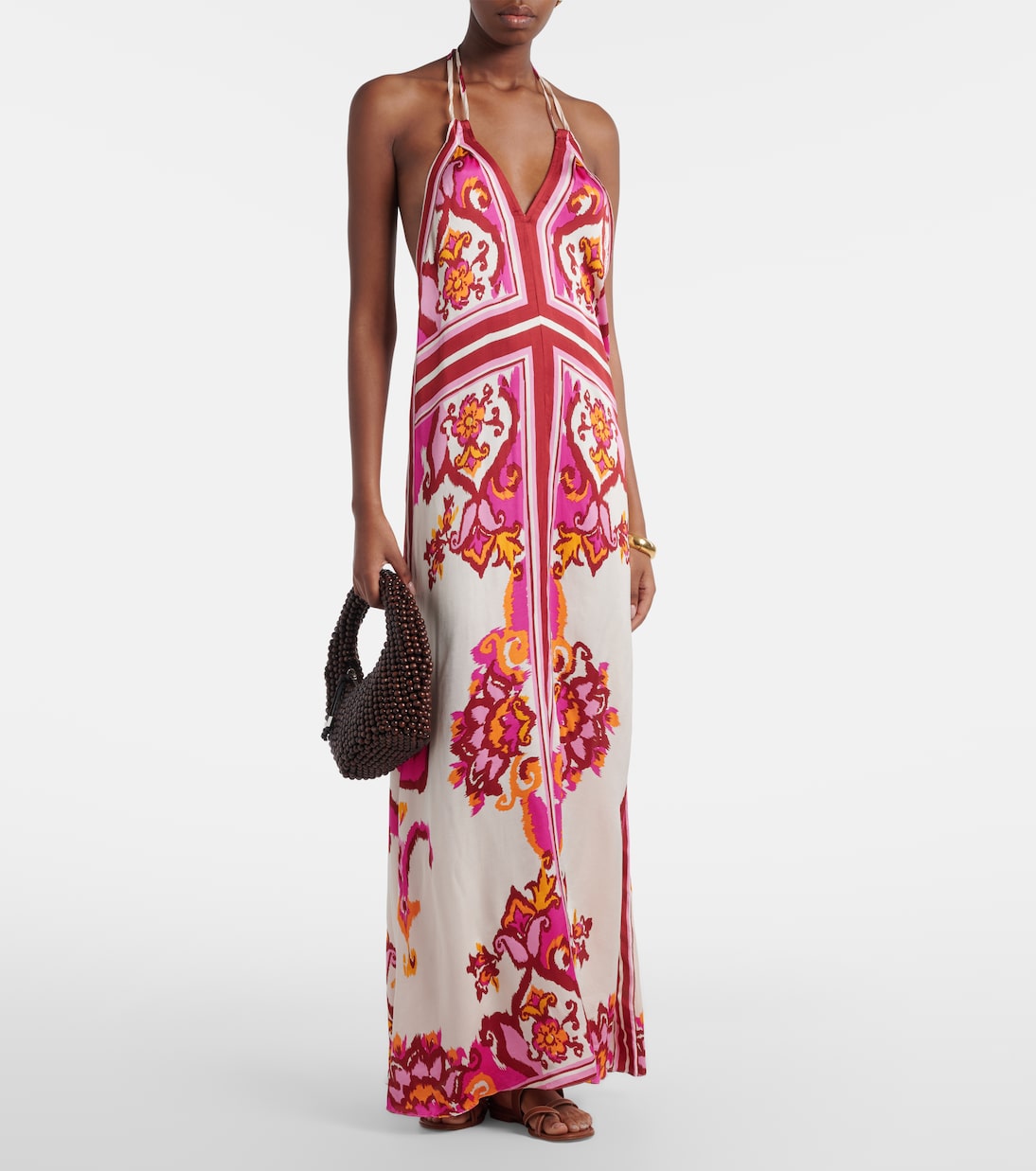 Mary printed halterneck satin maxi dress | Poupette St Barth