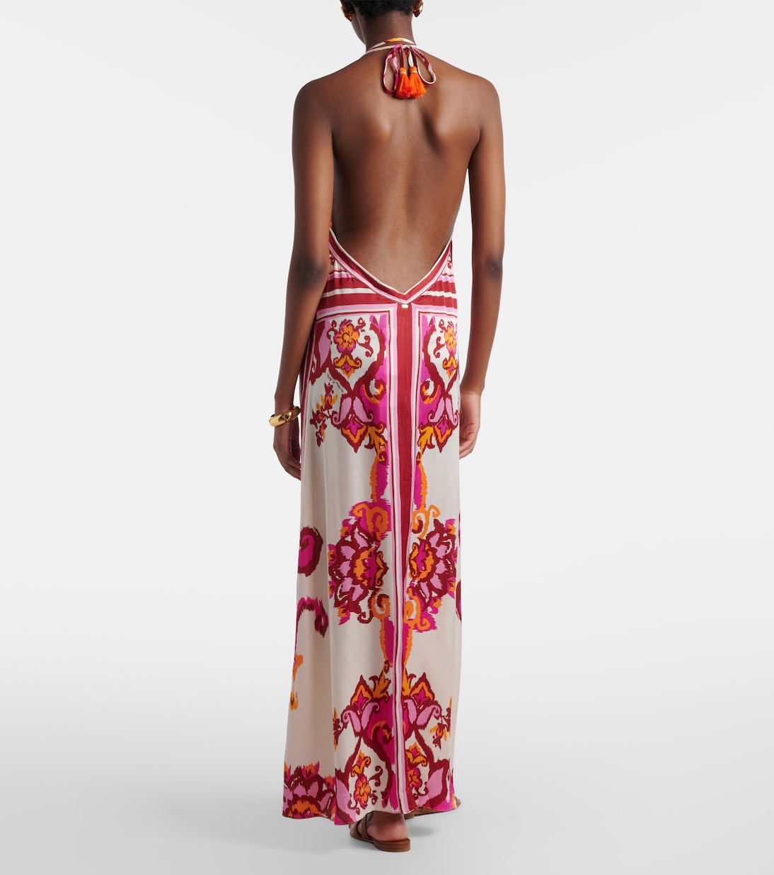 Mary printed halterneck satin maxi dress | Poupette St Barth
