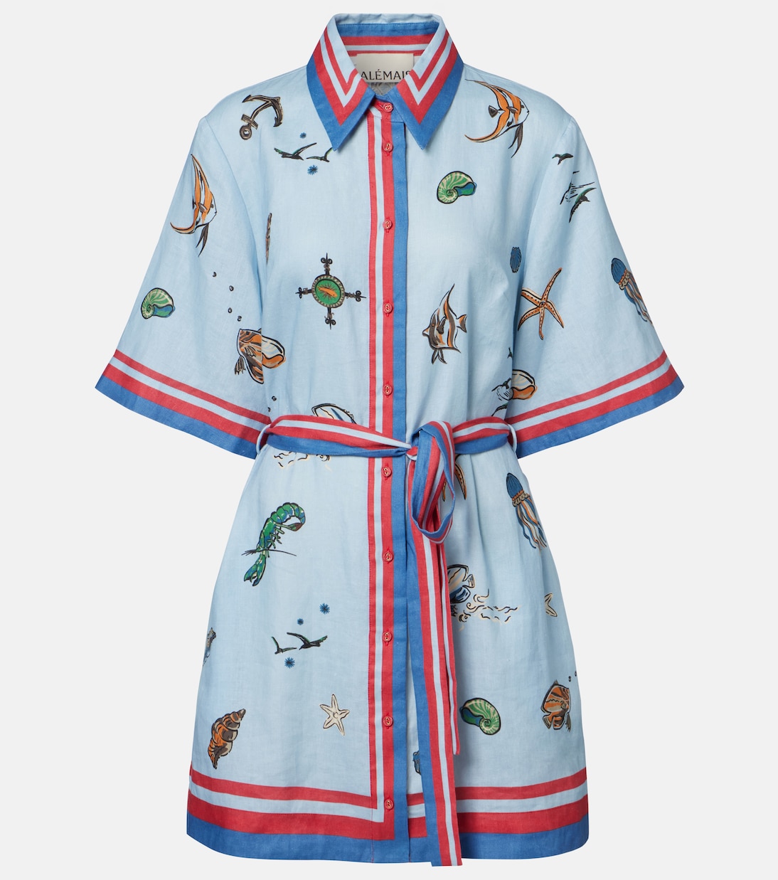 Printed belted linen shirt dress | Alémais