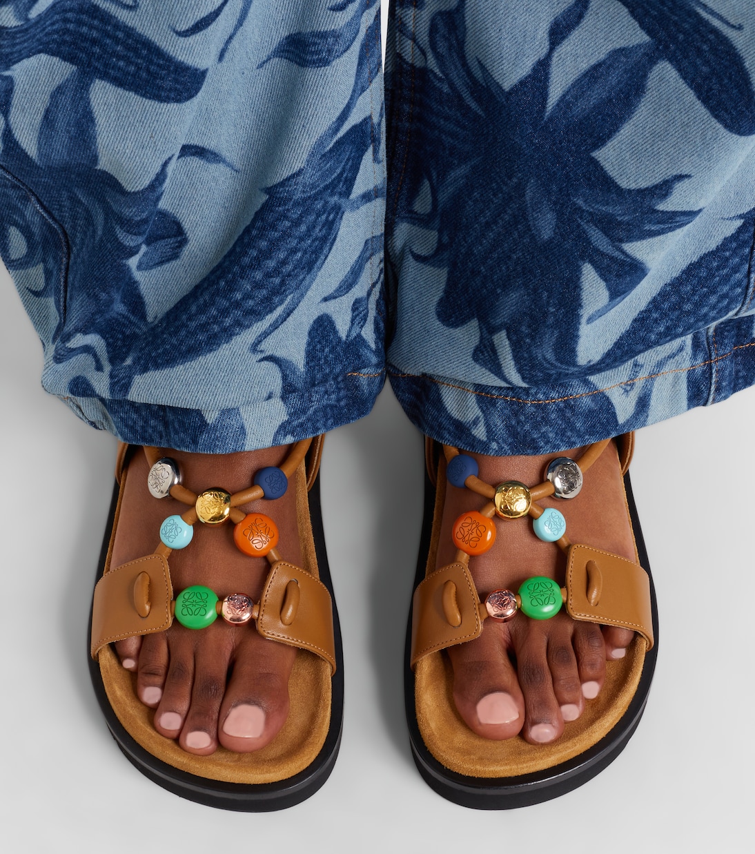 Paula's Ibiza Pebble Beads leather sandals | Loewe