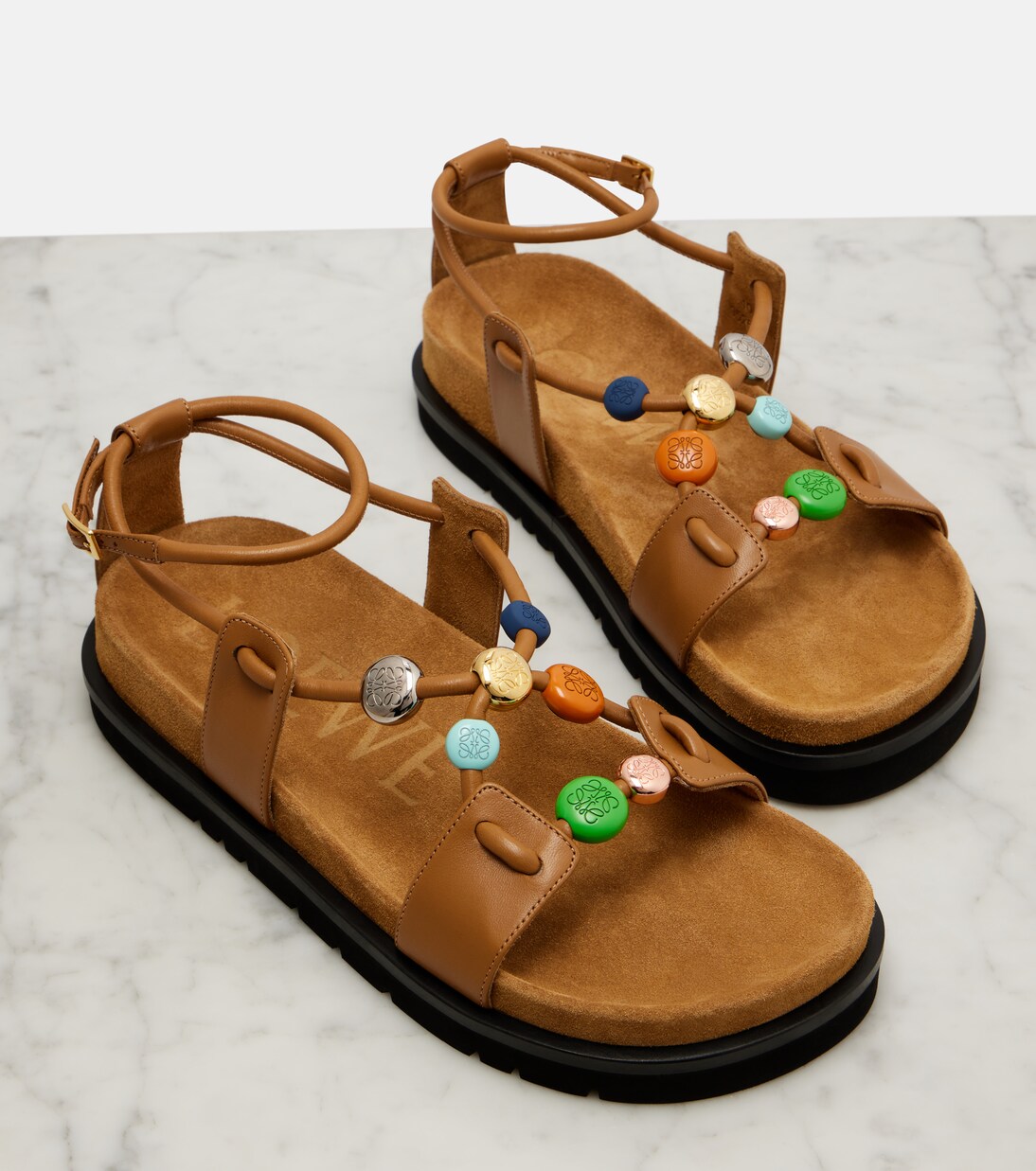 Paula's Ibiza Pebble Beads leather sandals | Loewe