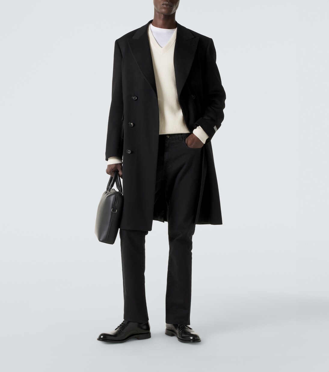 Double-breasted wool and cashmere coat | Canali