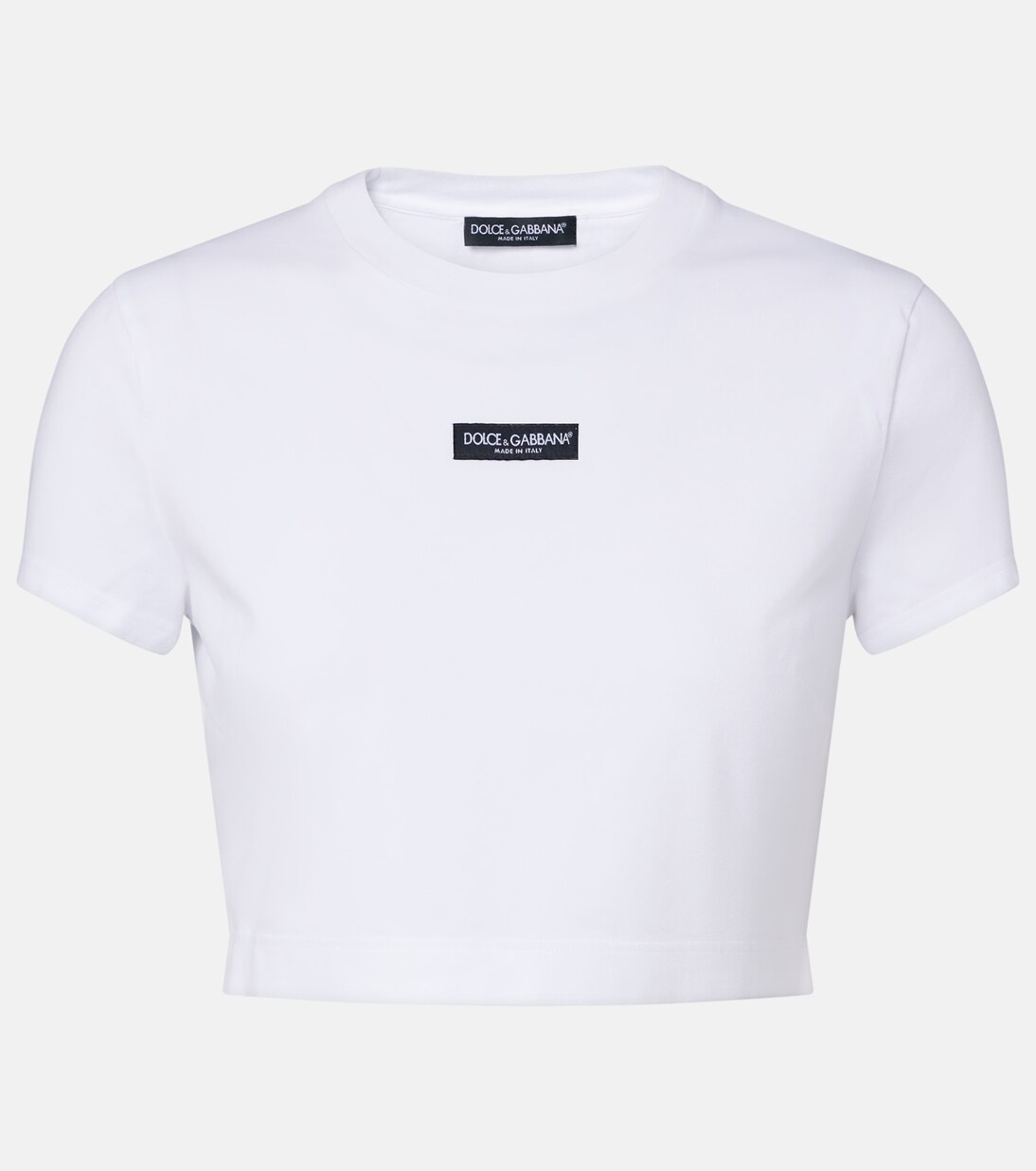 Logo短款棉质混纺平纹针织T恤 | Dolce&Gabbana