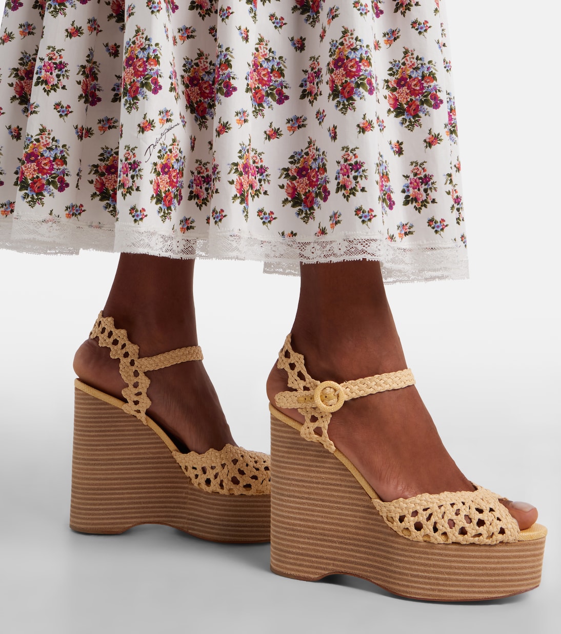 Bossa Nova raffia wedge sandals | Aquazzura