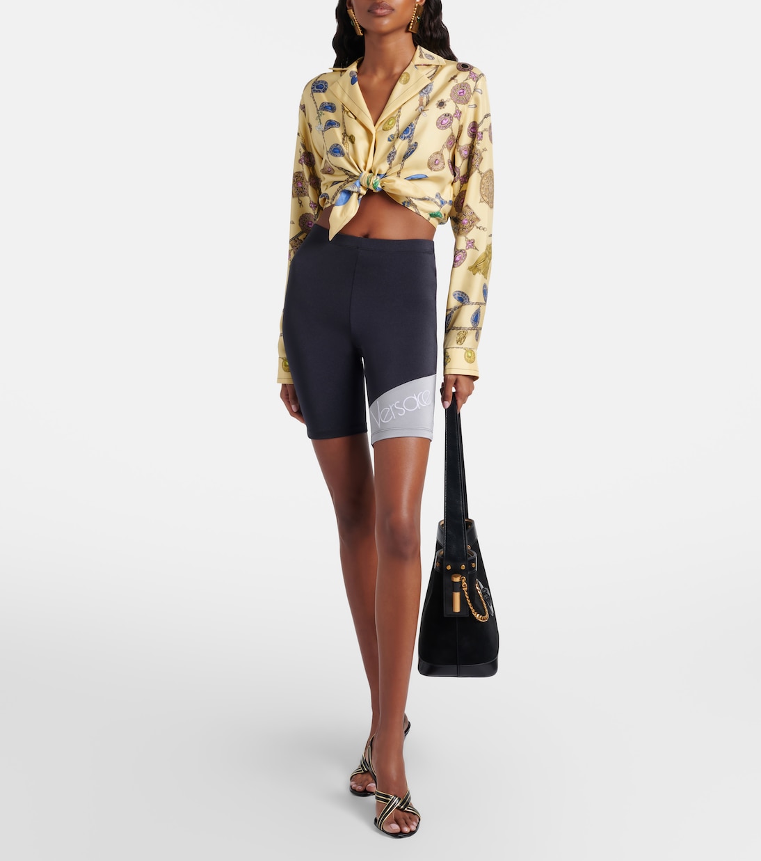 Logo embroidered biker shorts | Versace