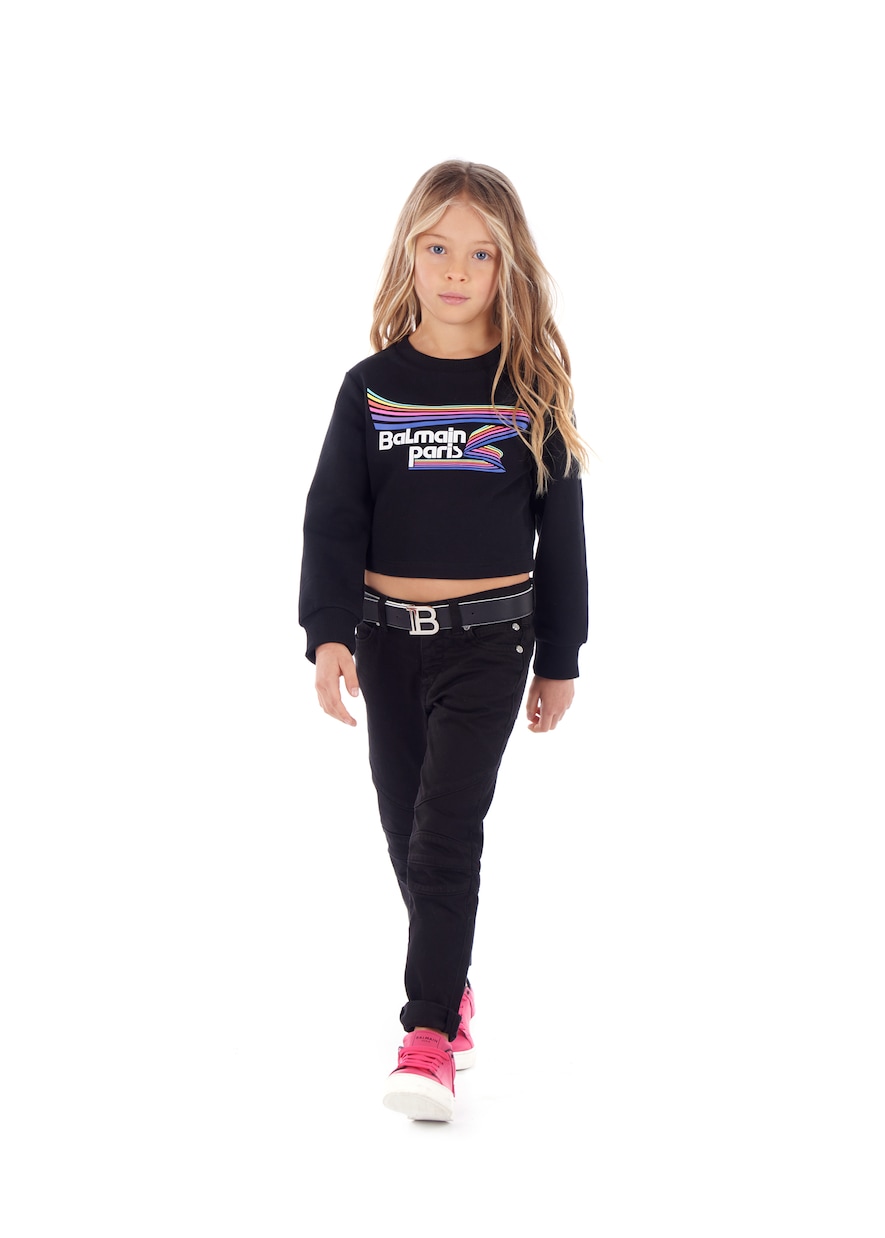 Sweat-shirt en coton à logo | Balmain Kids