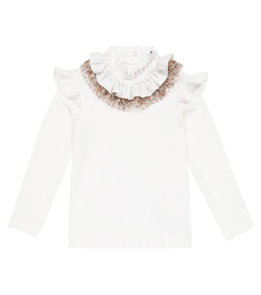 Ruffle-trimmed cotton jersey top | Monnalisa