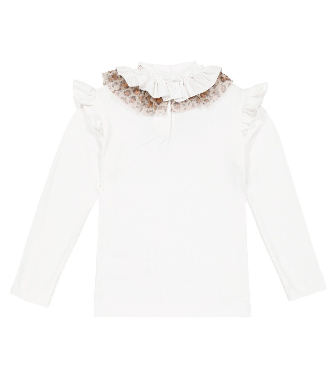 Ruffle-trimmed cotton jersey top | Monnalisa