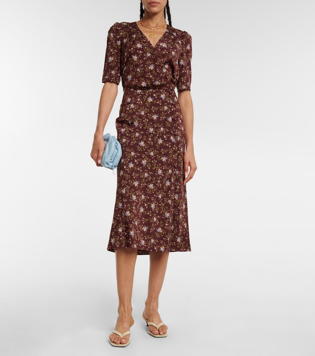 Robe midi Mika en soie mélangée à fleurs | Veronica Beard