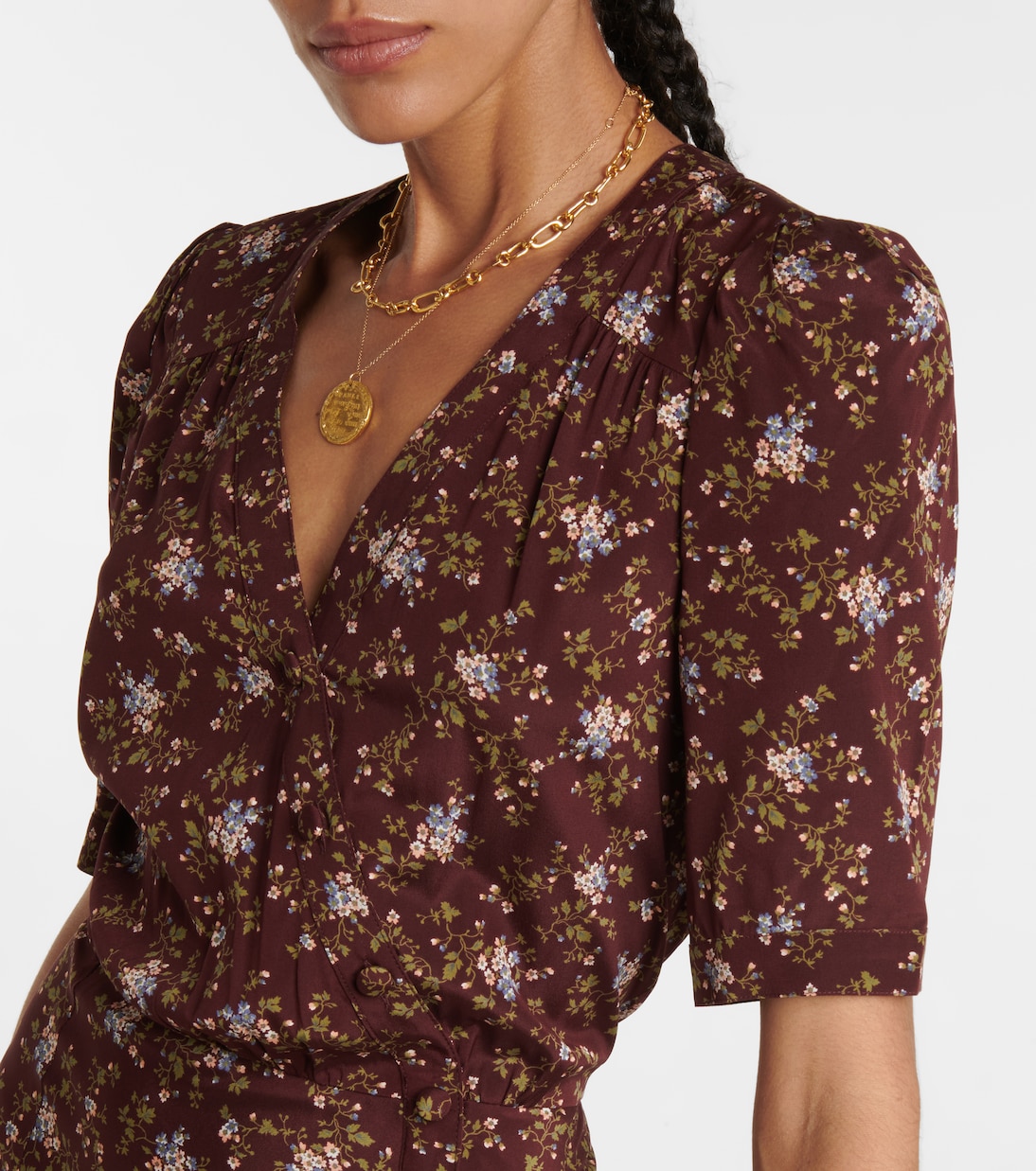 Robe midi Mika en soie mélangée à fleurs | Veronica Beard