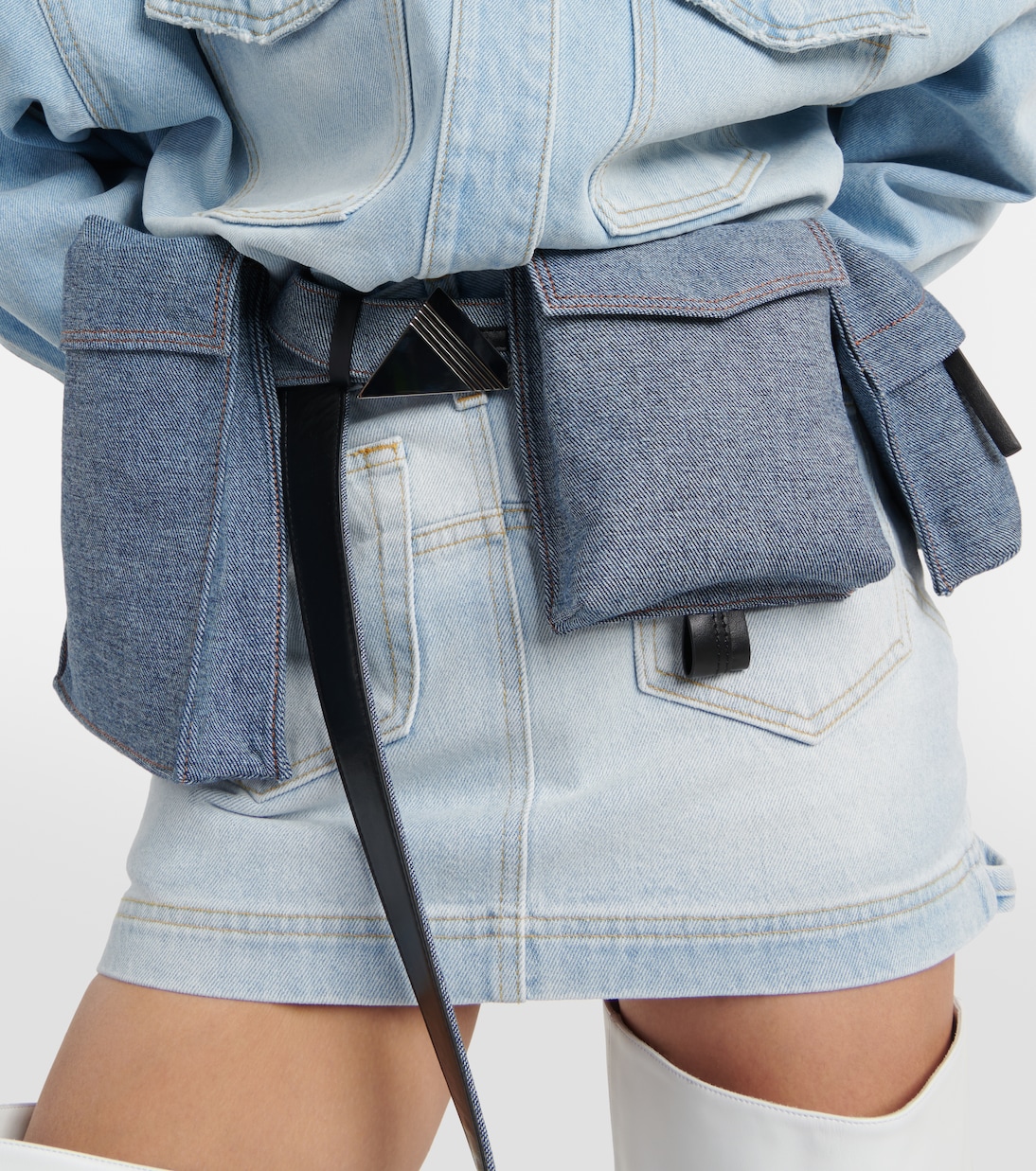 Cintura in denim e pelle con tasche | The Attico