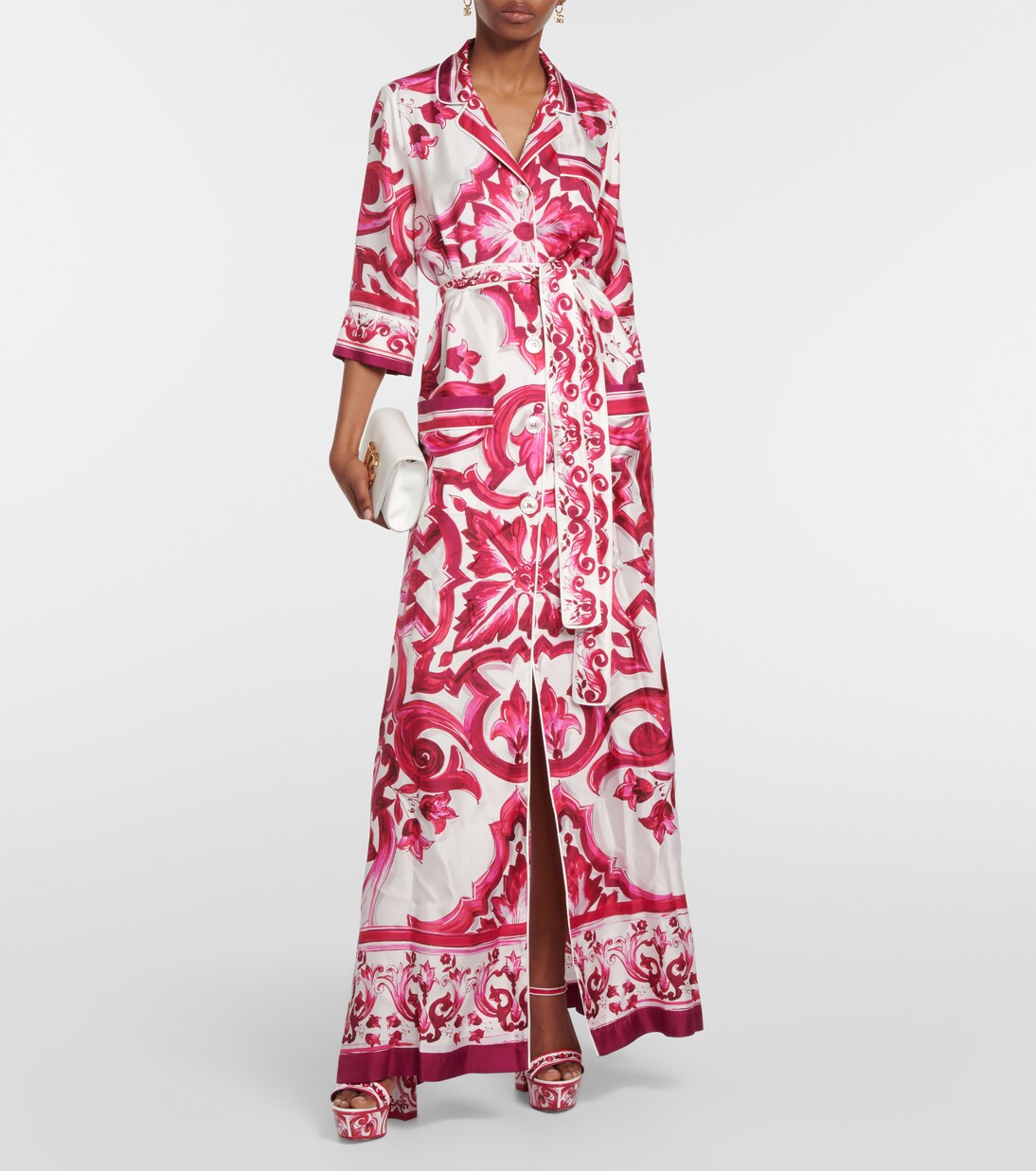 Bedrucktes Hemdblusenkleid aus Seiden-Twill | Dolce&Gabbana