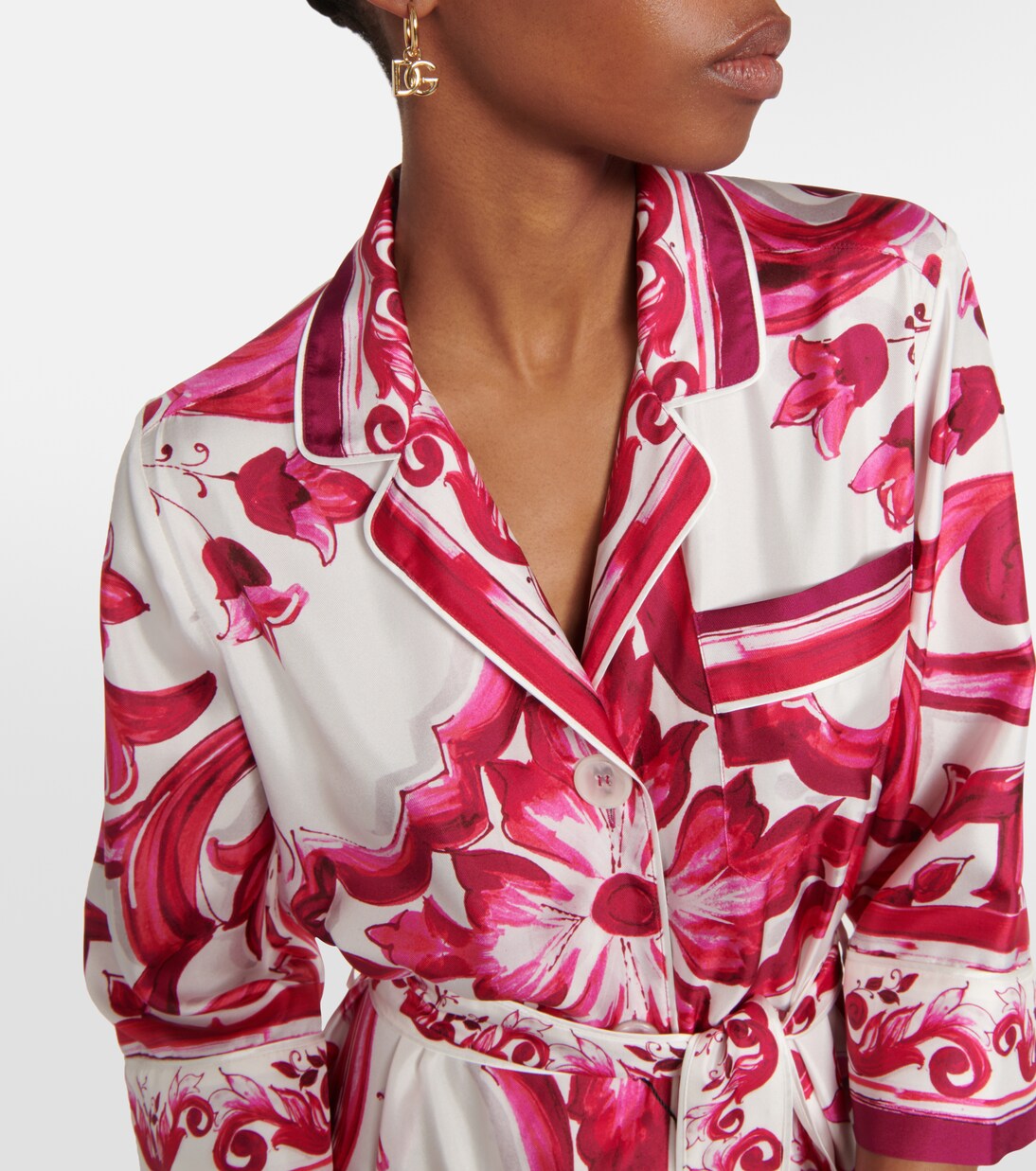 Bedrucktes Hemdblusenkleid aus Seiden-Twill | Dolce&Gabbana