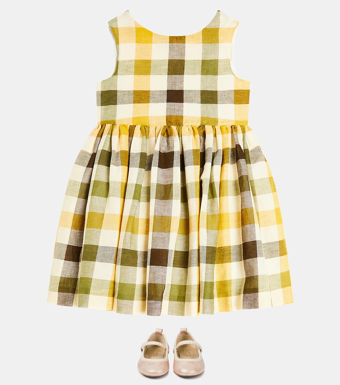 Robe Alise en lin et coton à carreaux | Bonpoint