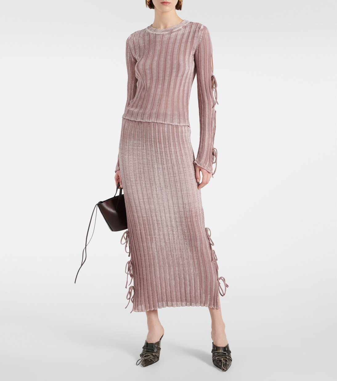 Ribbed-knit semi-sheer midi skirt | Acne Studios