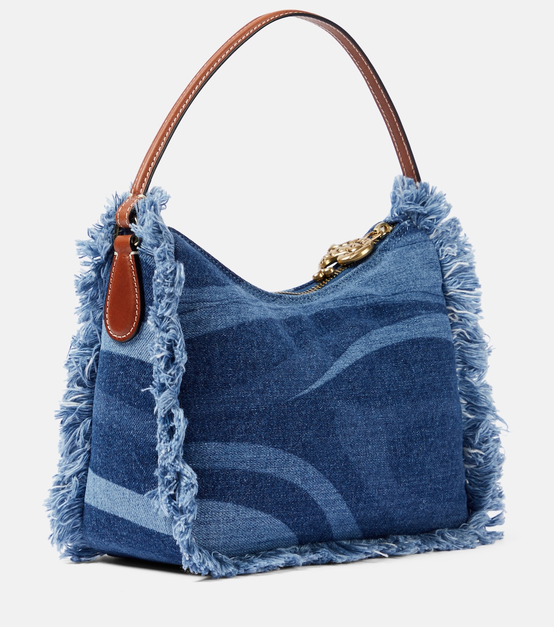 Marmo fringed denim shoulder bag | Pucci