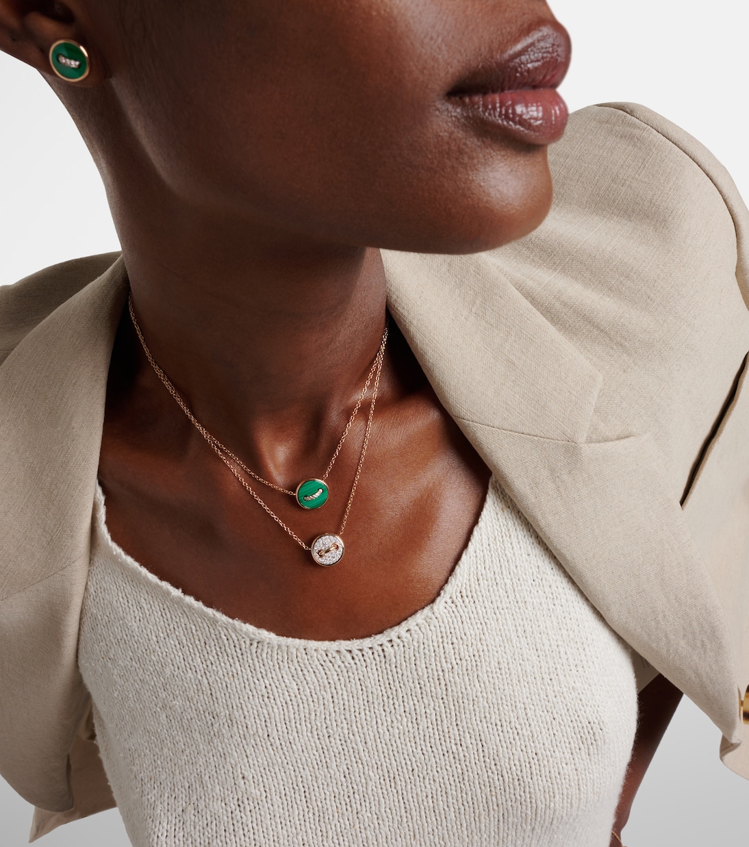 Pom Pom Dot 18kt rose gold pendant necklace with gemstones | Pomellato