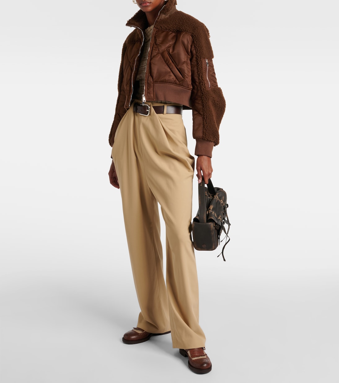 Chaqueta bomber de borrego y nylon | Blancha