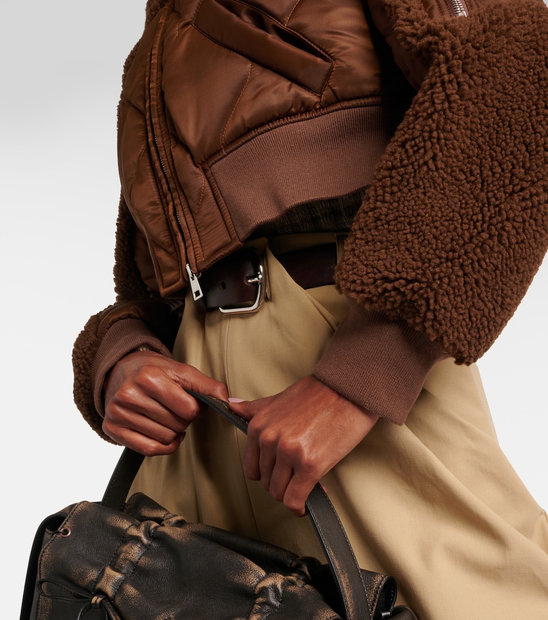 Chaqueta bomber de borrego y nylon | Blancha