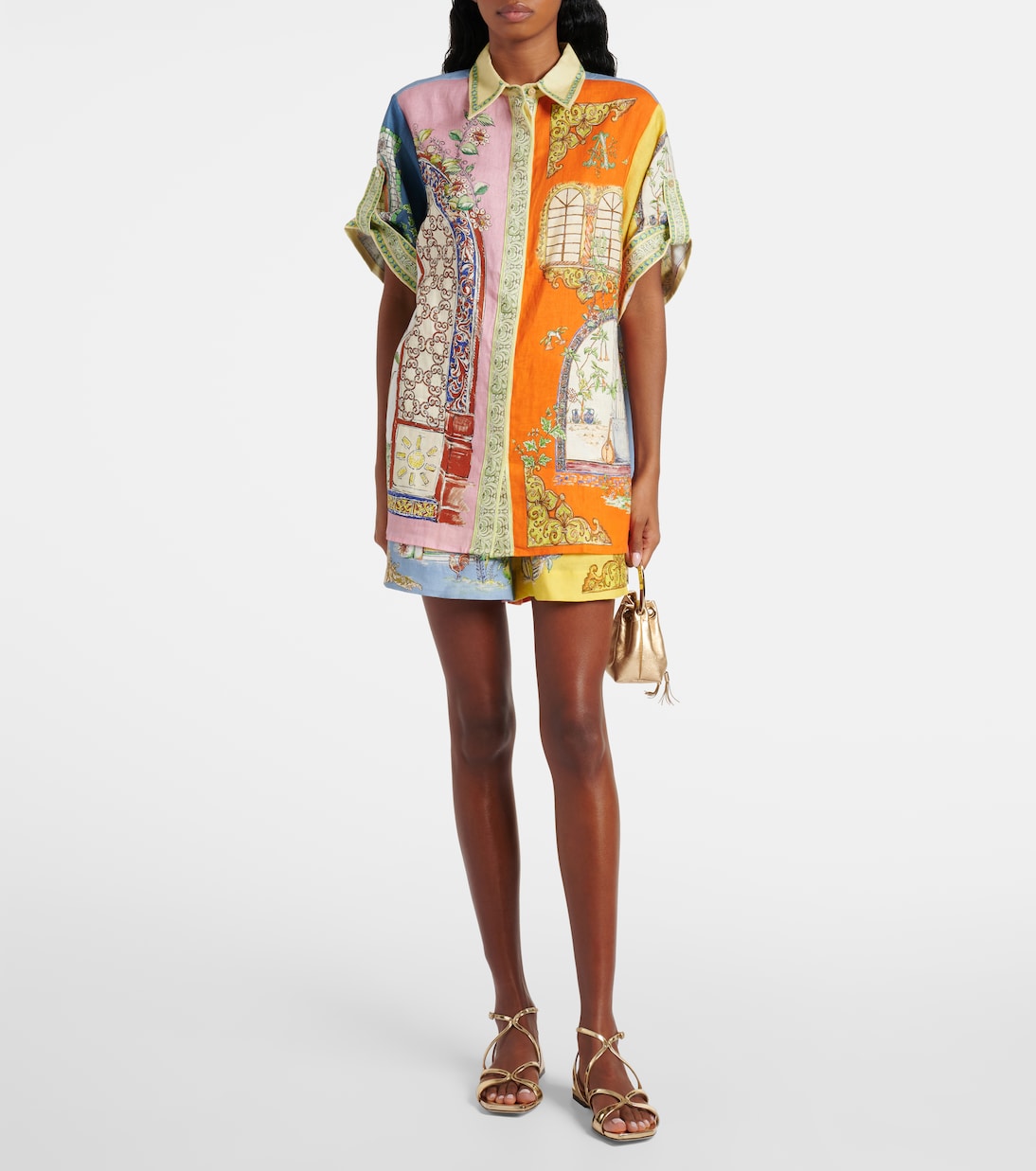 Monte printed high-rise linen shorts | Alémais