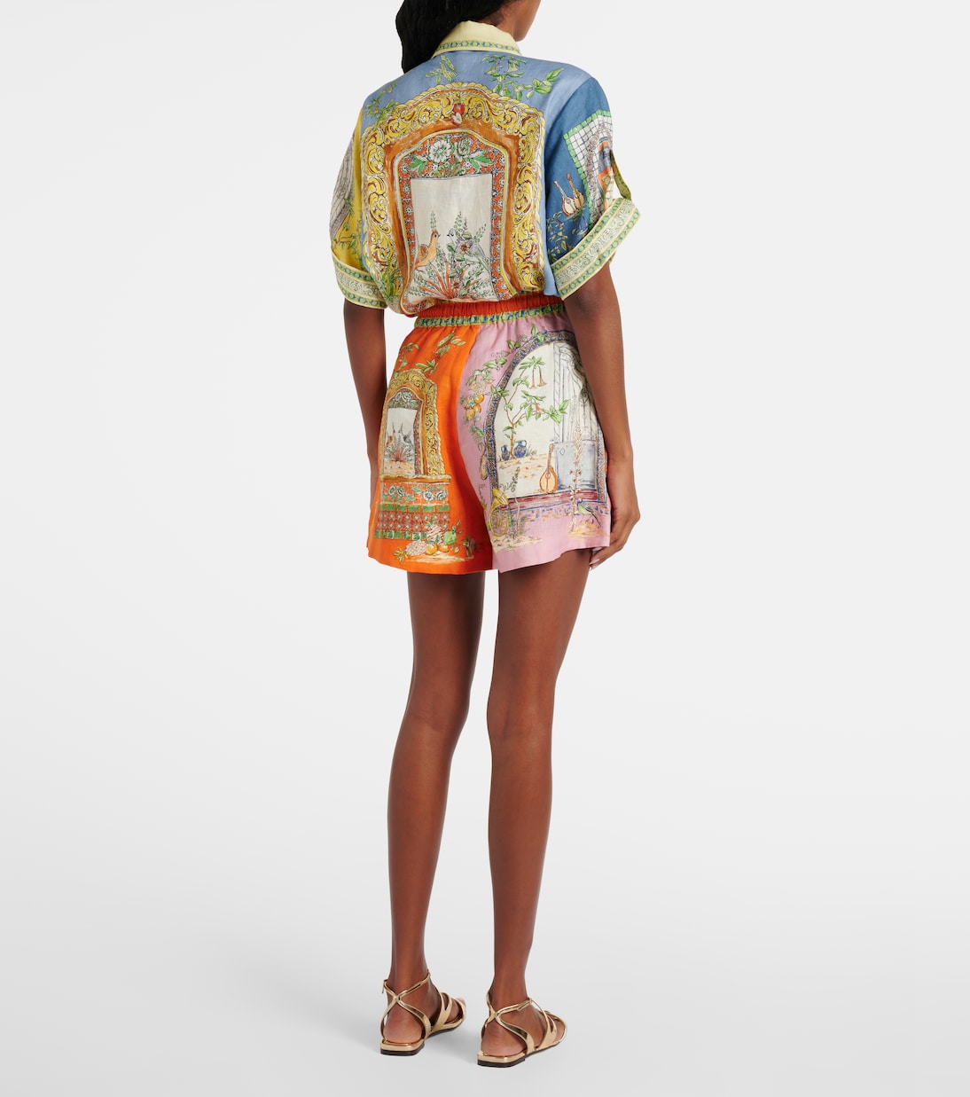 Monte printed high-rise linen shorts | Alémais