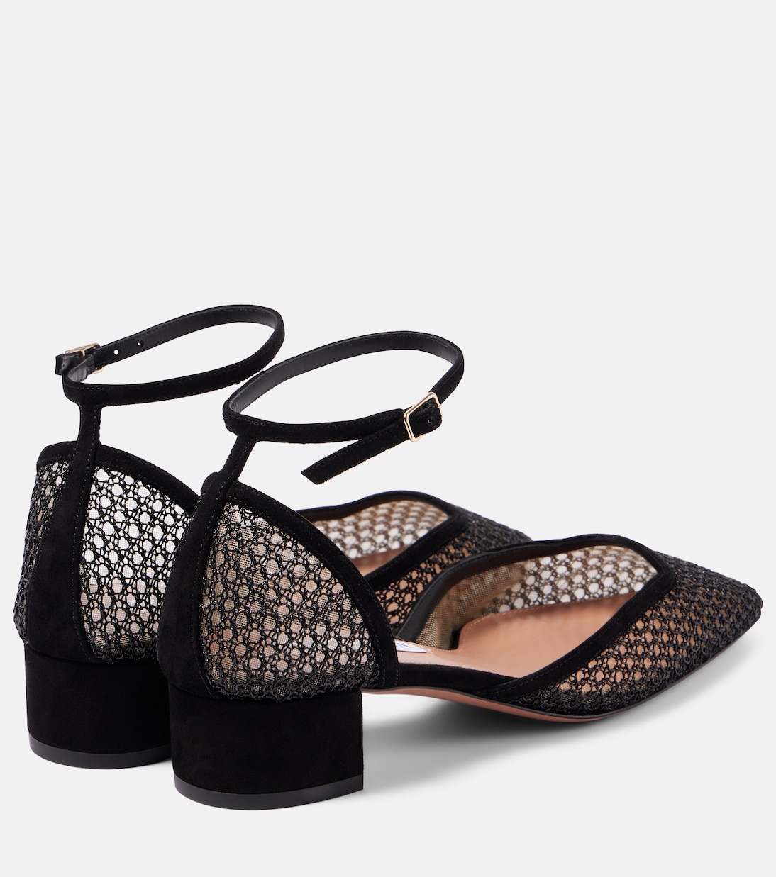 Asha 35 suede-trimmed mesh pumps | Aquazzura
